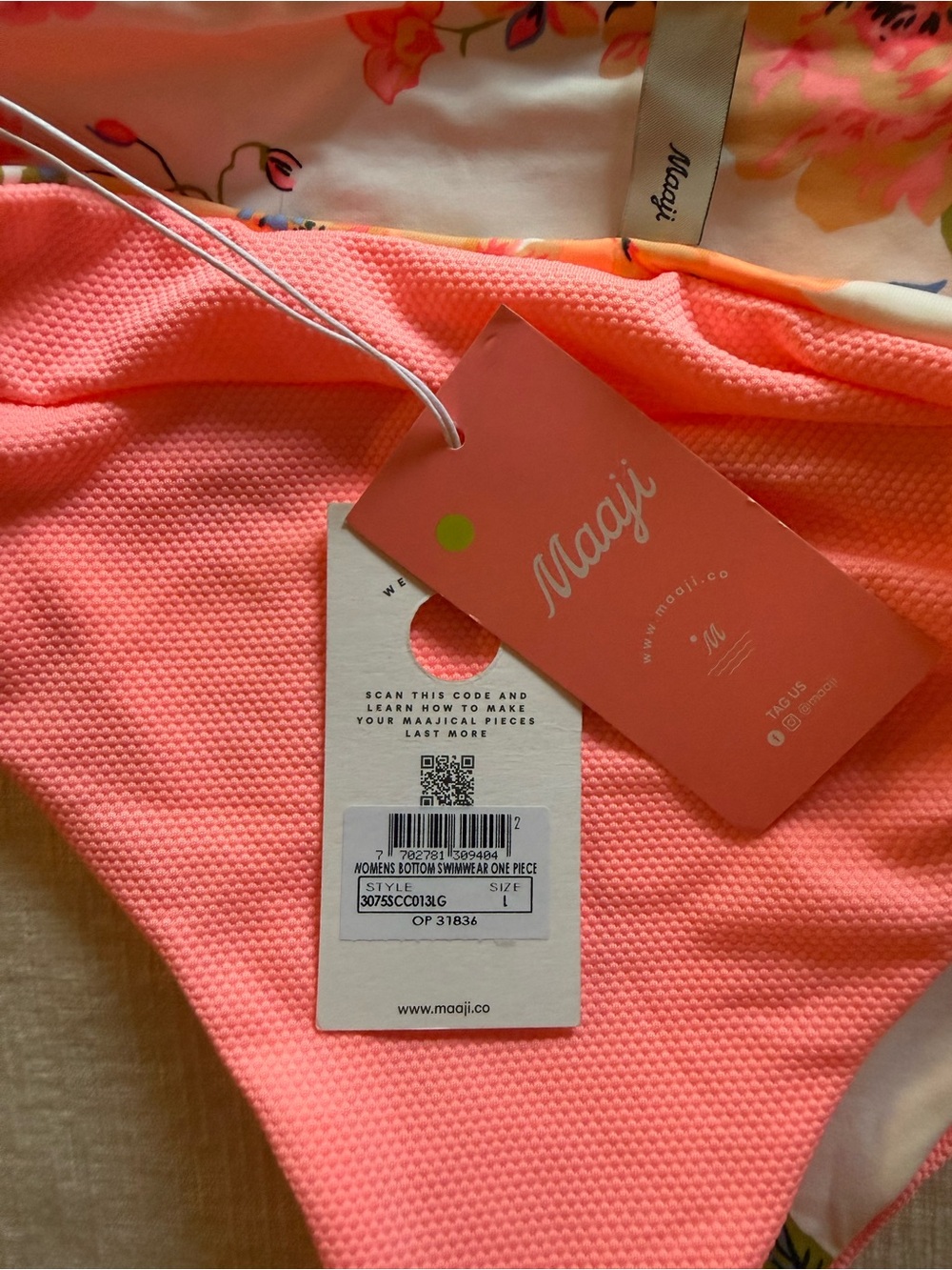 Maaji Reversible Coral Pink Two-Piece Swim Set - Picture 2 of 6